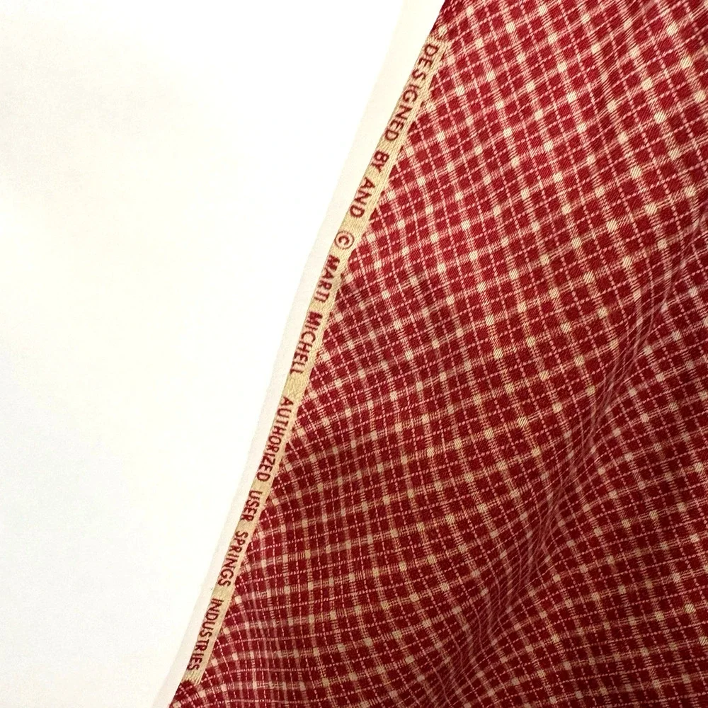 Retro Red Tan Gingham Apron Back Tie Vintage Handmade Country Kitchen Cooking